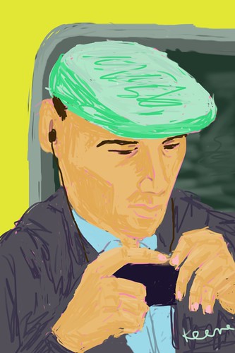 Man on subway (iPhone drawing)