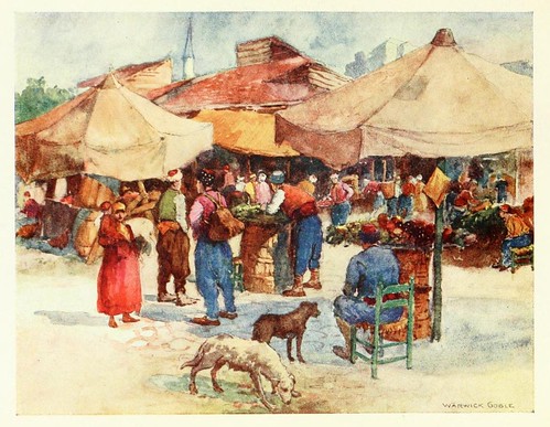 014- Mercado en Scutari- Constantinople painted by Warwick Goble (1906)