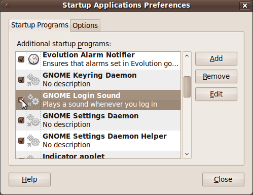 Ubuntu Startup Applications Preferences