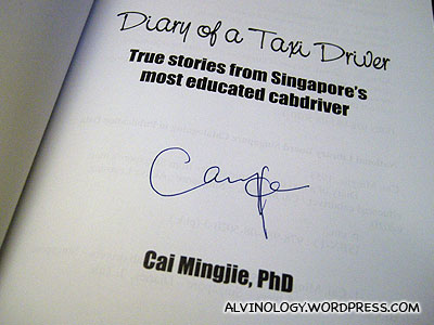 Dr Cai's autograph