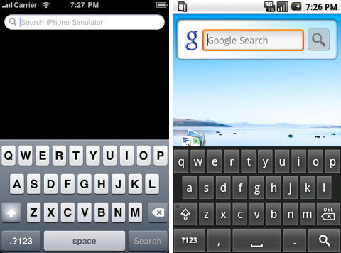 teclado android versus iphone