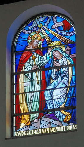 Saint Mary Roman Catholic Church, in Trenton, Illinois, USA - stained glass window "Ave Maria Regina Coelis"