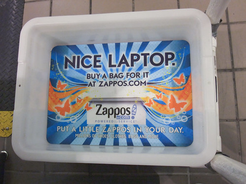 Zappos.com Ad in TSA Security Tray