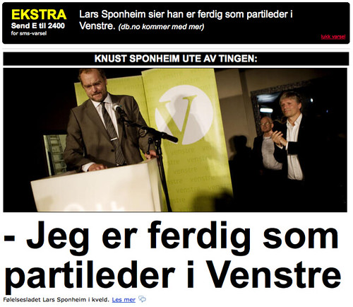 Dagbladet.no - forsiden - Lars Sponheim sier han er ferdig som partileder i venstre