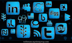 154 Blue Chrome Rain Social Media Icons