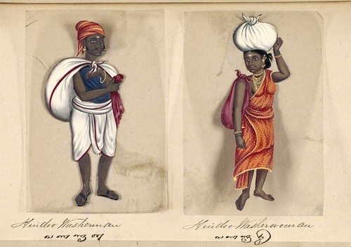 023-Lavandero y lavandera hindúes-Seventy two specimens of castes in India 1837