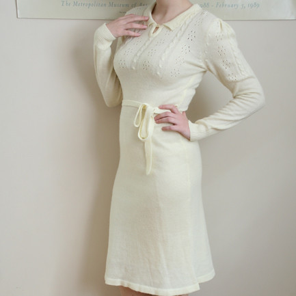 70s Ivory Sweater Dress Never Worn Small Medium