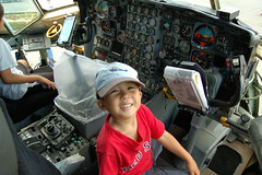Owen in the cockpit of a HC-130 Hercules