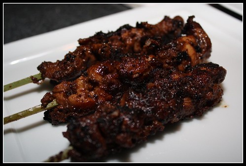 Satay Chicken marinated with dark chocolate