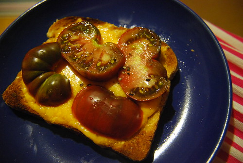 Cheese toast with heirloom tomato