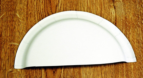 1 Find a paper plate and cut it in half
