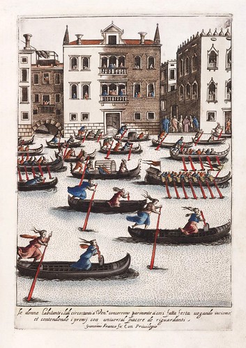 023-Carrera de mujereres en gondola-Habiti d’hvomeni et donne venetiane 1609