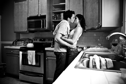 Black And White Photography Kissing. Kitchen Kiss Black and White