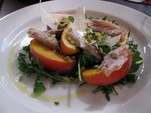 Yellow Peach and Rabbit Confit Salad