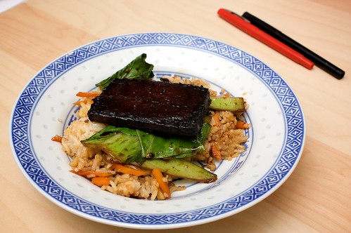 (not that)sticky tofu with rice and bok choy