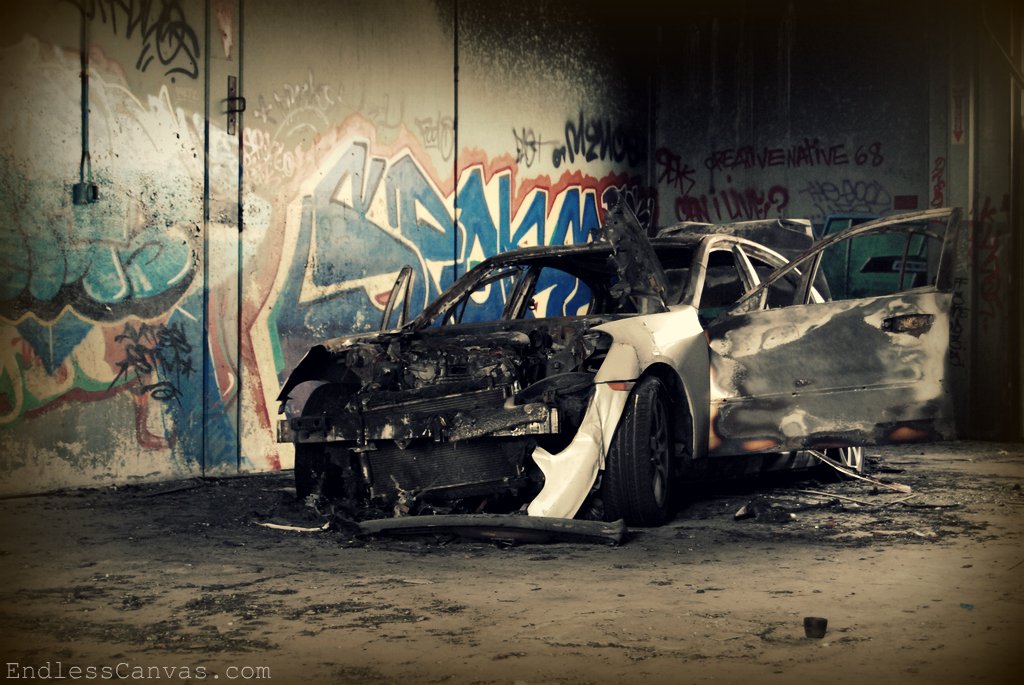 Burnt Out Car in West Oakland, CA