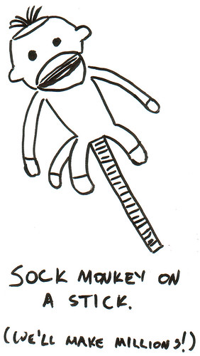 366 Cartoons - 282 - Sock Monkey on a Stick