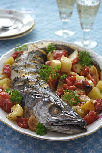 Fish Baked in Wine
