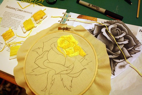 yellow rose tattoos. Yellow Rose Tattoo Embroidery