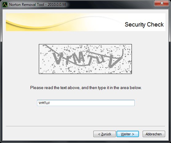 Norton Removal Tools - Schritt 3: Security Check Captcha