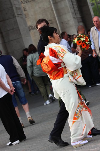 The bride wore a kimono
