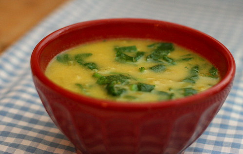 Curried Potato Leek Soup with Spinach