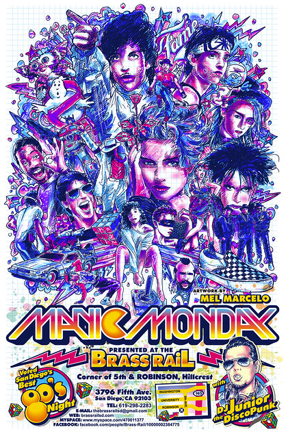 Manic Monday 80's Night Poster Flyer Art by Mel Marcelo
