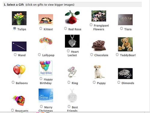 Facebook gift examples