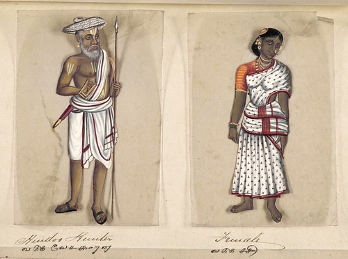 013- Cazador hindú y su mujer-Seventy two specimens of castes in India 1837