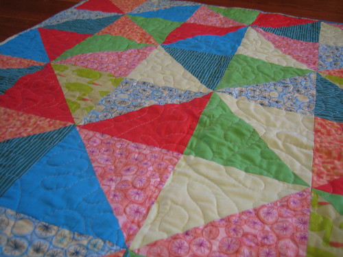 Close up of HST baby quilt