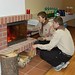 Scout boys with fireplace