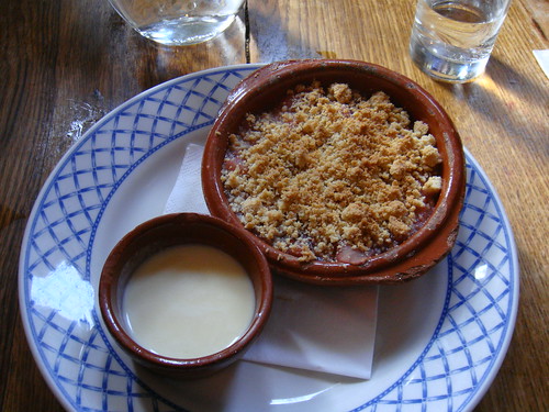 Apple & Pear Crumble with crème anglaise