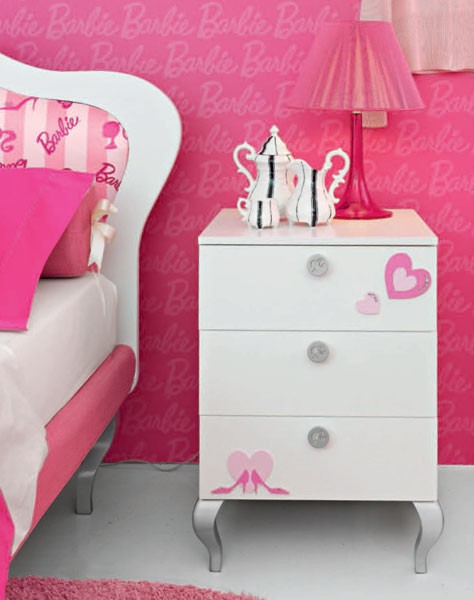 Cameretta-Barbie-Romantic-accessories Pink Romantic Barbie Kids Bedroom Design