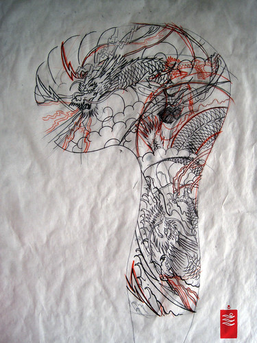 Dragon Tattoo Sleeve sketch! One of today's mission! work this out :) Jigsaw 
