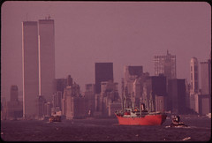 World Trade Center (Left) and Lower Hudson River Shipping Seen From the Staten Island Ferry 05/1973