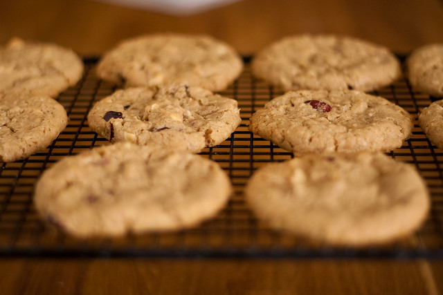 Cowboy Cookies with Cranberries and White Chocolate