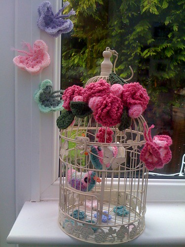 'Crocheted Butterflies, Crocheted Flowers, Crocheted Birdies!'.