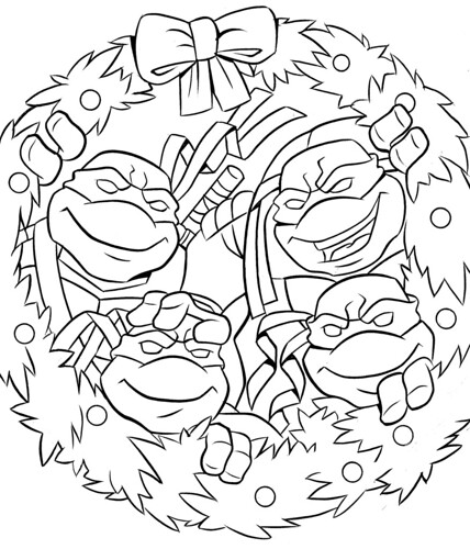 "Teenage Mutant Ninja Turtles" Holiday Coloring Book by Bendon Publishing / Coloralot Books  { 32 pg. edition }  B-W cover  art by Lavigne / Brown  (( 2005 )) 