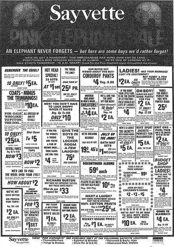 Vintage Ad #874: Sayvette Pink Elephant Sale, 1973