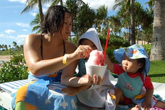 Shave ice is yummy after swimming