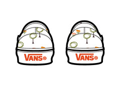 Vans with textile pattern (back view)