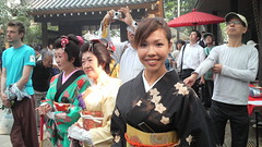 Kimono-clad women often show up at the festivals