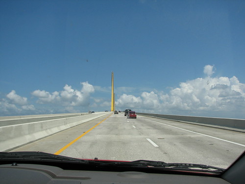 almost to the top of the Sunshine Skyway Bridge