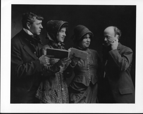 Quartet in costume leading an old fashioned singing school. Photo used in Cornell Reading ...