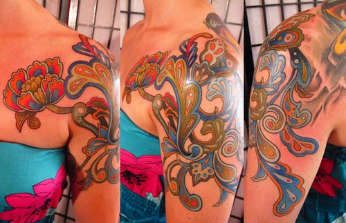 Flower Tattoo Background. abstract flower tattoo