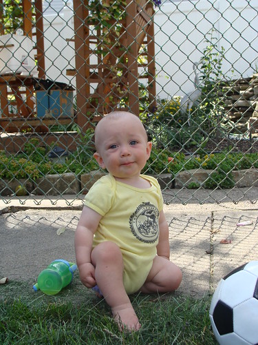 Silas playing in the backyard