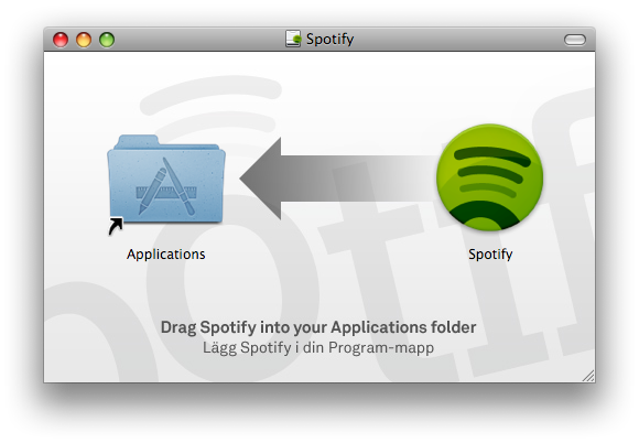 Screenshot of the previous Spotify disk image