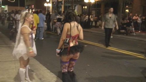girl are naked in public flashing pics: guavaween, boobs, ybor, 2009, sexy, butt, halloween, beads, costume, publicnudity, girl
