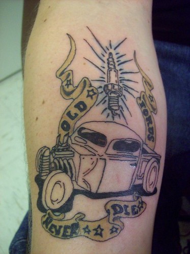 Car Lettering Arm Tattoo
