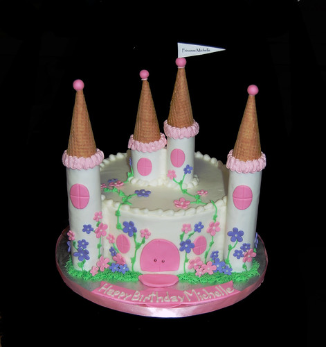 Princess Michelle White Pink Purple Caste Cake